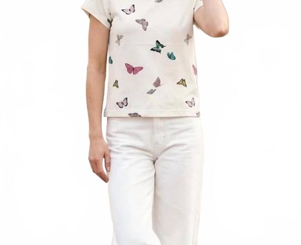 NEW J. SOCIETY women's butterfly tee in cream